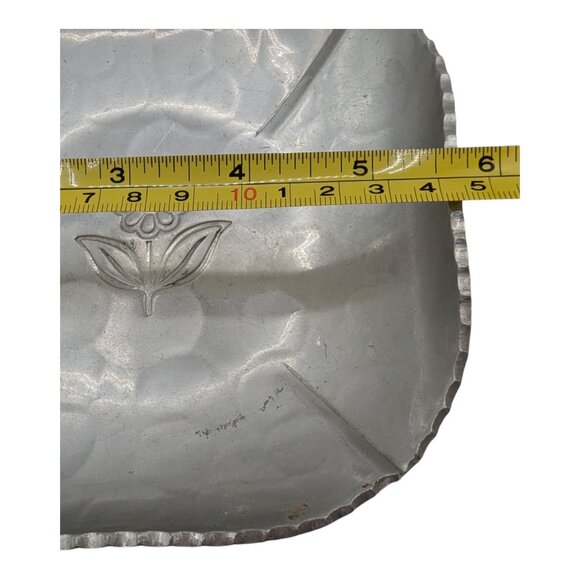 VTG Buenilum Hand Wrought Aluminum Floral Square Candy Trinket Dish Daisy Flower - Picture 3 of 7